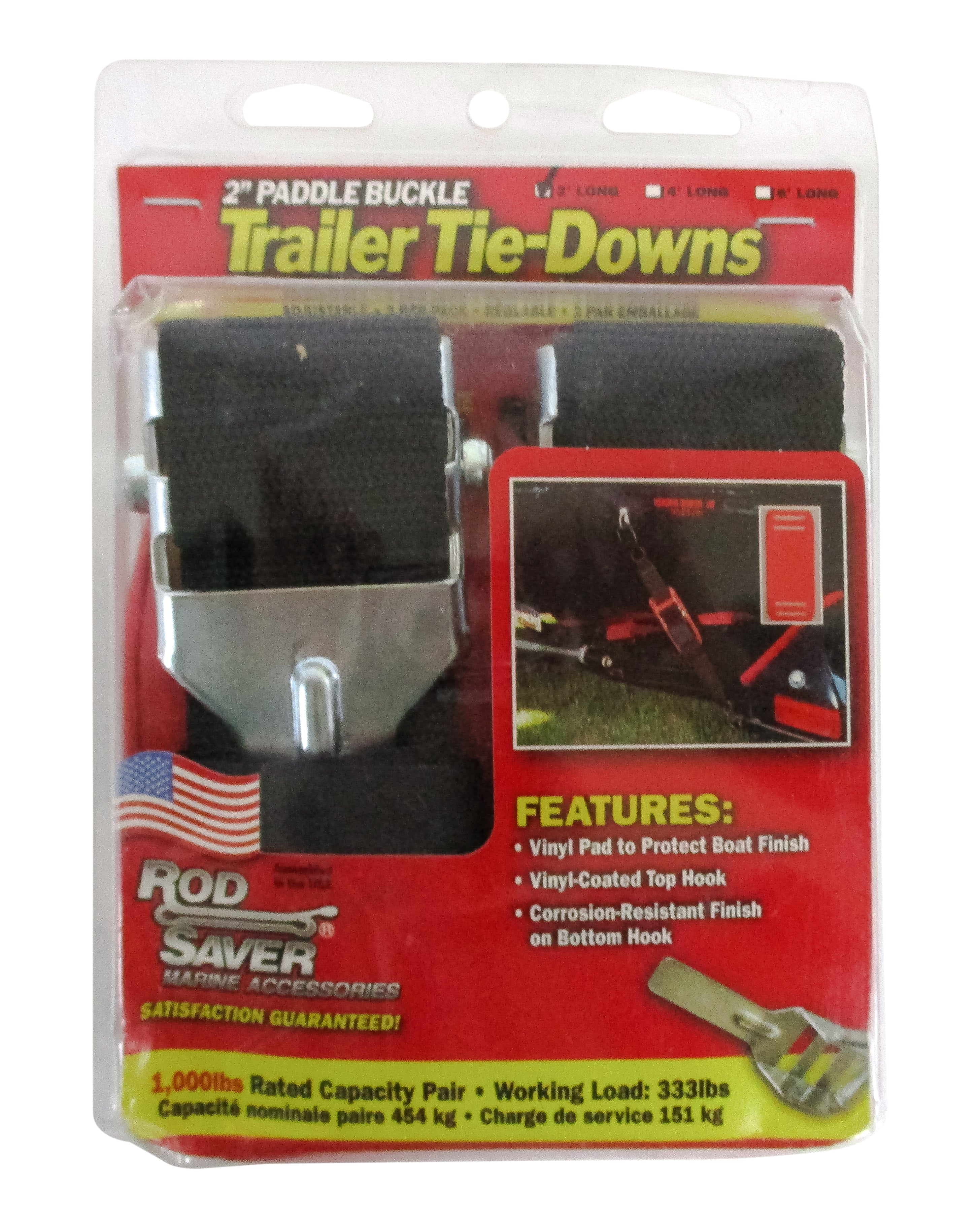 Rod Saver 2PB2VP Two-Paddle Buckle Tie-Down - Vinyl Pads